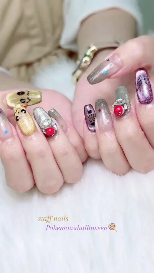 10月ネイルは少しだけハロウィン意識のポケモンネイルに🎃ちま...